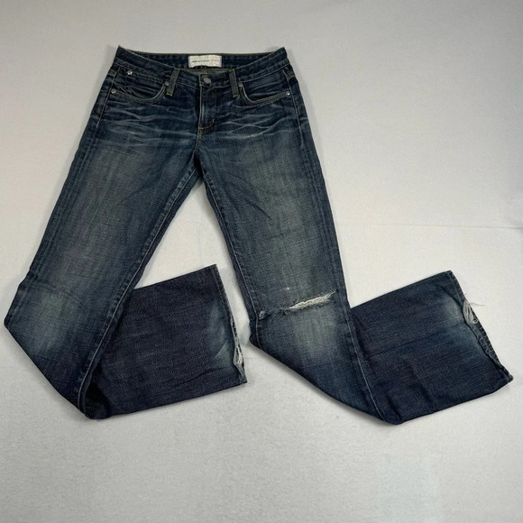 Paper Denim And Cloth Flare Leg Jeans Womens Size 27 Dark Blue Mid Rise - Picture 1 of 12